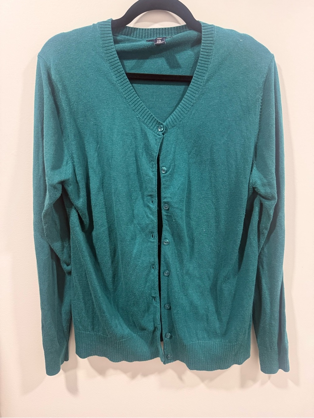 Gap Cotton Teal V-Neck Button-Up Cardigan Sweater - Women Size XL